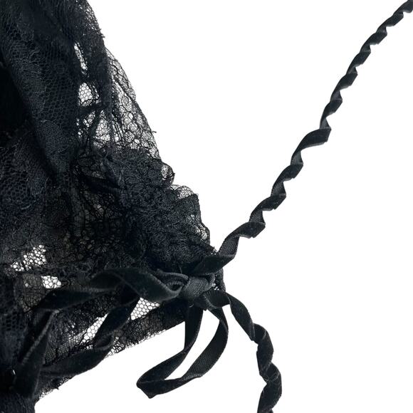 Valentino Black Beaded Square Neck Sheer Short Sleeve Top Size 6 - Picture 8 of 13